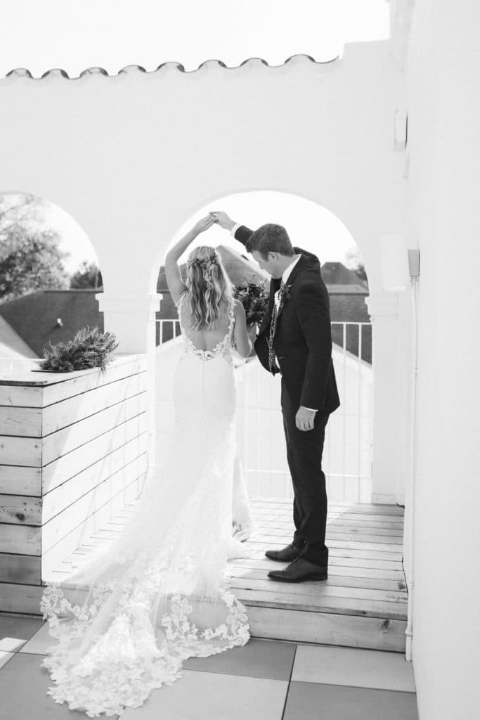 First look session and private vows at the Common House in Chattanooga. Photo by OkCrowe Photography.