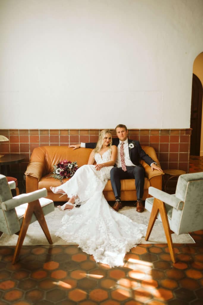 Bride and groom portraits at the Common House in Chattanooga. Photo by OkCrowe Photography.