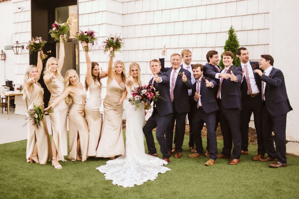 Wedding party portraits at the Common House in Chattanooga. Photo by OkCrowe Photography.