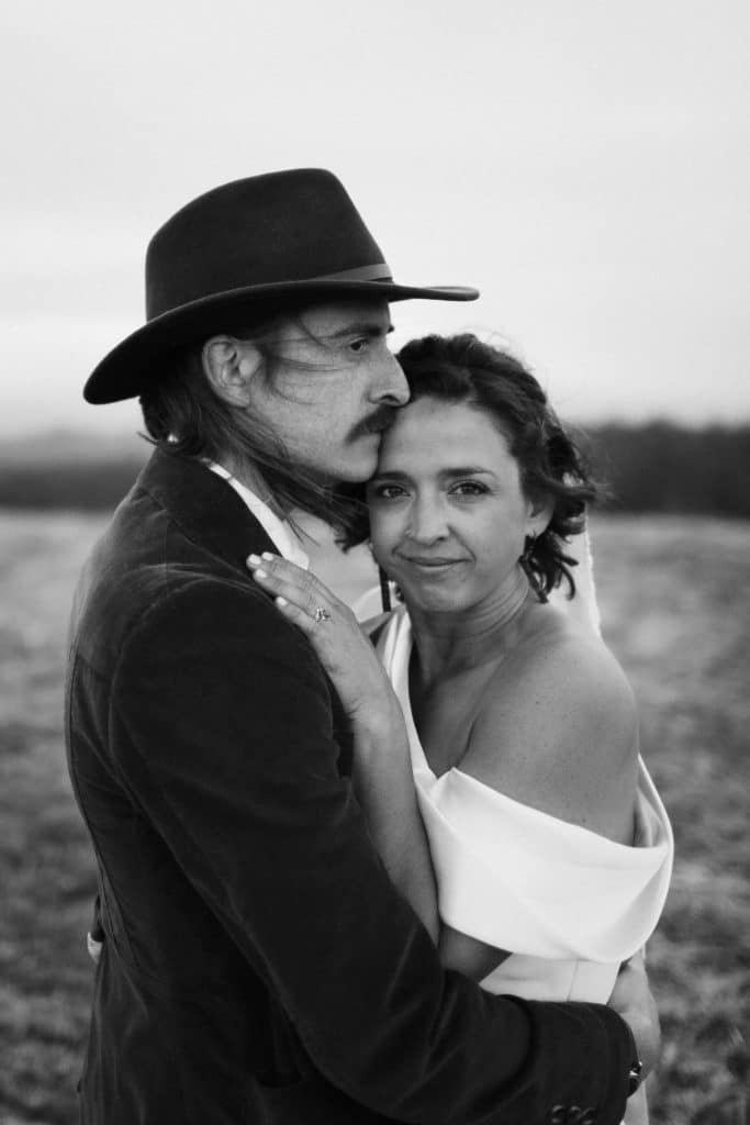 Bride and groom portraits at a secret North Carolina mountain elopement. Photo by OkCrowe Photography.