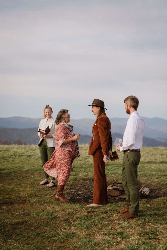 Getting ready for a secret North Carolina mountain elopement. Photo by OkCrowe Photography.