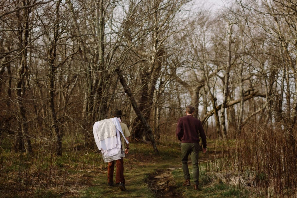 Getting ready for a secret North Carolina mountain elopement. Photo by OkCrowe Photography.