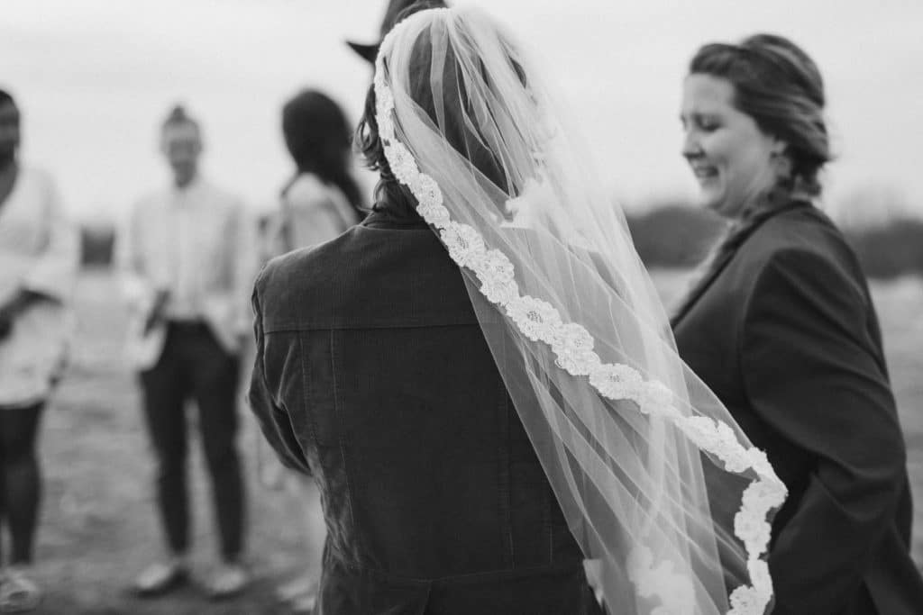 Friends and family at a secret North Carolina mountain elopement. Photo by OkCrowe Photography.