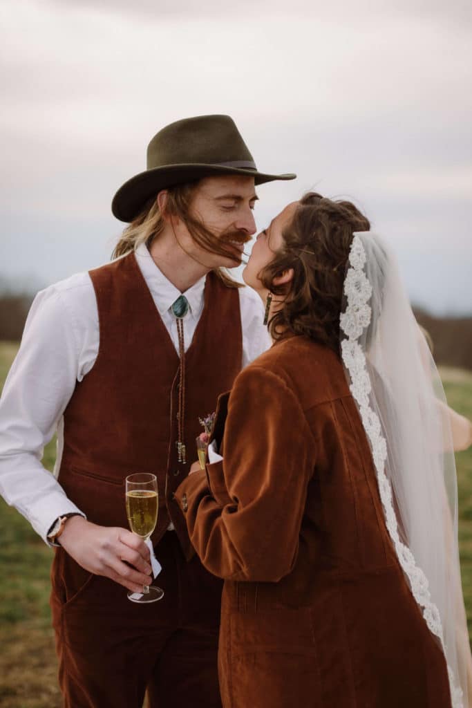 Friends and family at a secret North Carolina mountain elopement. Photo by OkCrowe Photography.