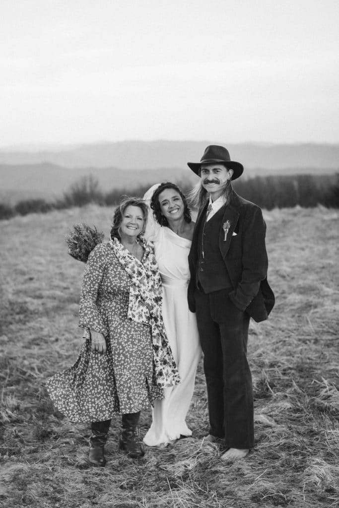 Friends and family at a secret North Carolina mountain elopement. Photo by OkCrowe Photography.