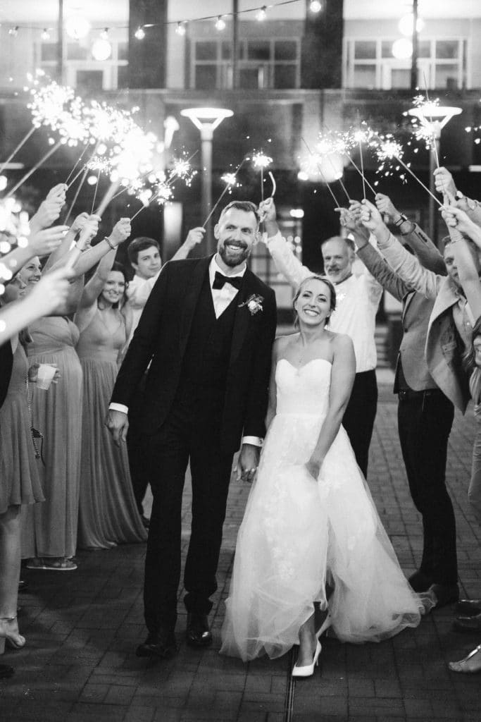 Sparkler send off at the Waterhouse Pavilion. Photo by OkCrowe Photography.