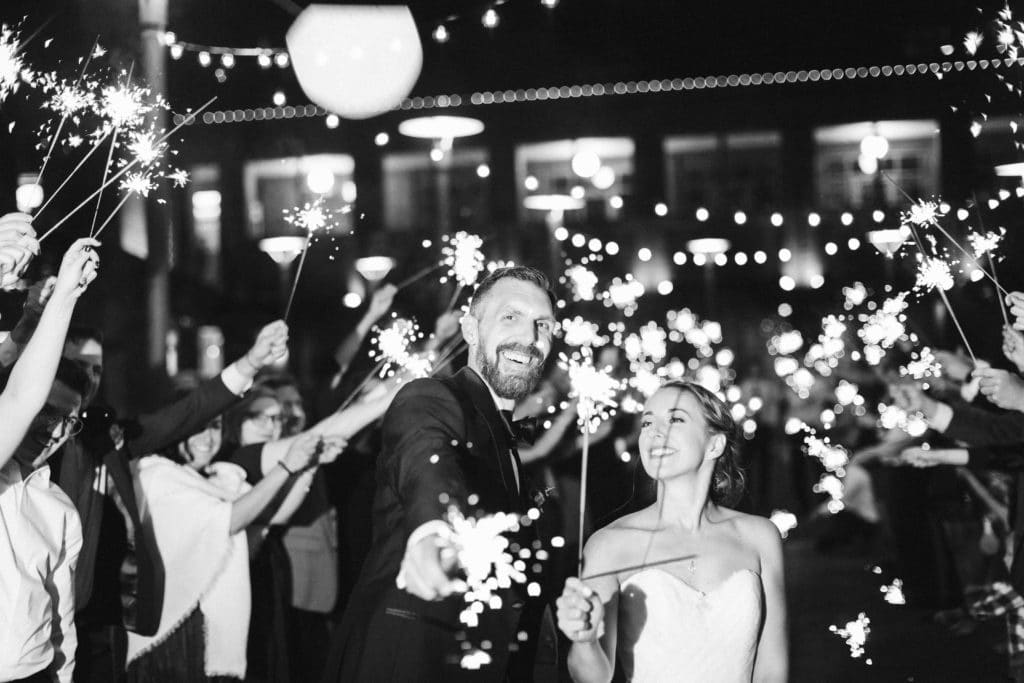 Sparkler send off at the Waterhouse Pavilion. Photo by OkCrowe Photography.