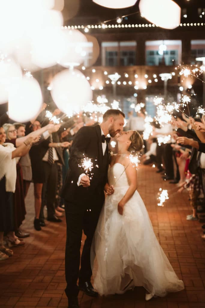 Sparkler send off at the Waterhouse Pavilion. Photo by OkCrowe Photography.