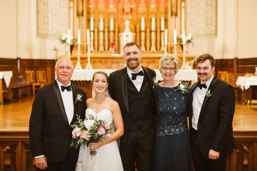 Family and friends portraits at the Basilica of Saints Peter and Paul. Photo by OkCrowe Photography.