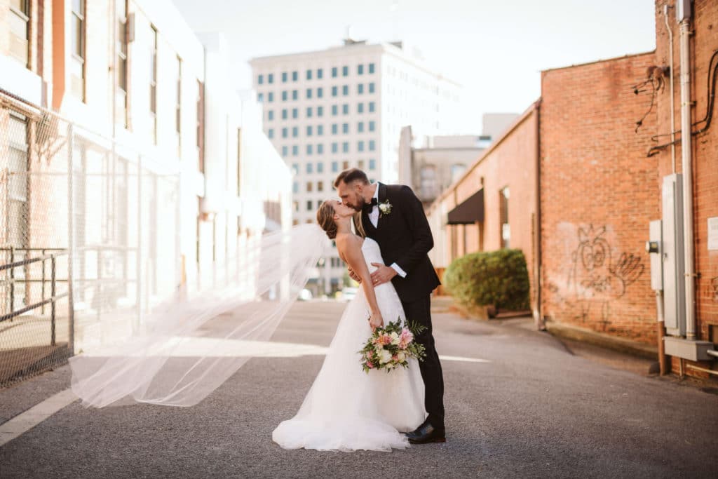 Newlywed portraits at the Waterhouse Pavilion. Photo by OkCrowe Photography.