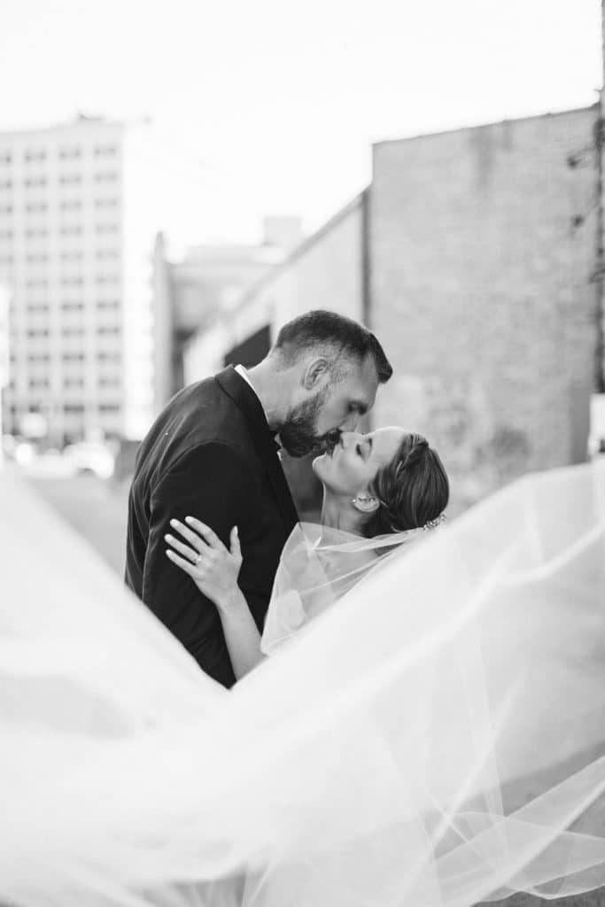 Newlywed portraits at the Waterhouse Pavilion. Photo by OkCrowe Photography.