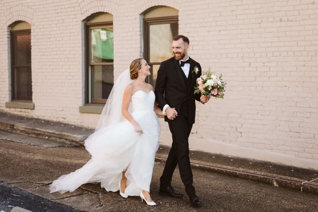 Newlywed portraits at the Waterhouse Pavilion. Photo by OkCrowe Photography.