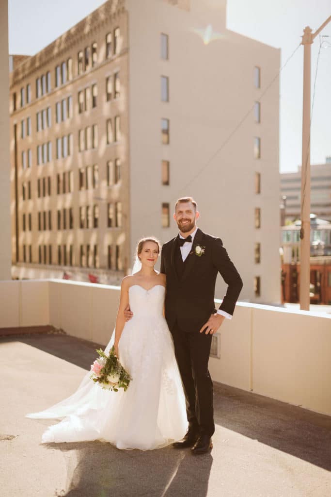 Newlywed portraits at the Waterhouse Pavilion. Photo by OkCrowe Photography.