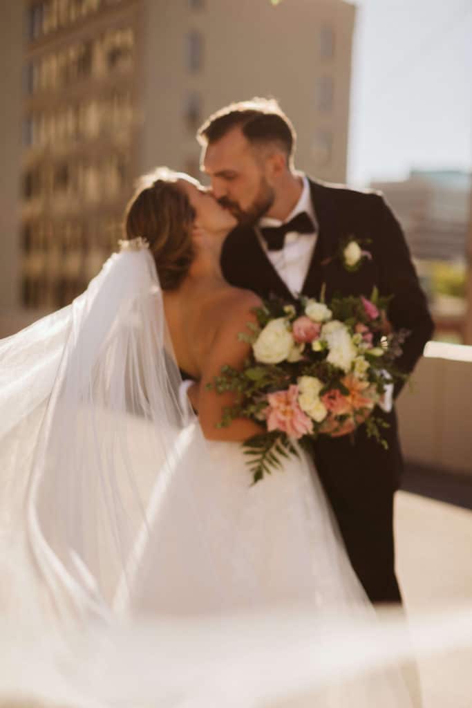 Newlywed portraits at the Waterhouse Pavilion. Photo by OkCrowe Photography.