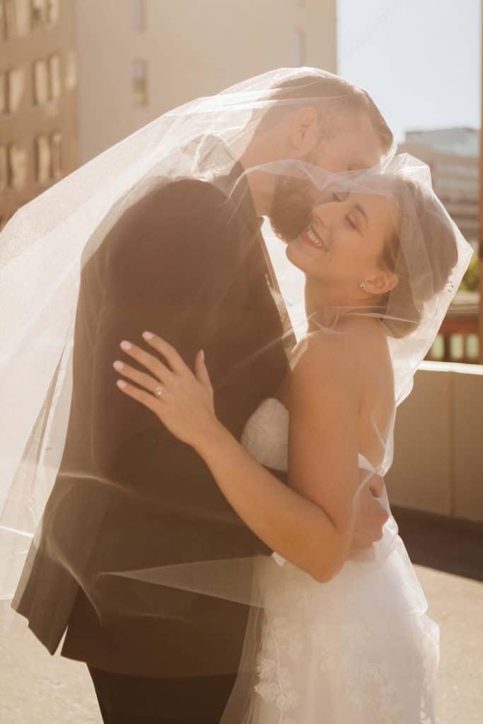 Newlywed portraits at the Waterhouse Pavilion. Photo by OkCrowe Photography.