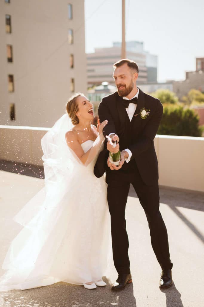 Newlywed portraits at the Waterhouse Pavilion. Photo by OkCrowe Photography.