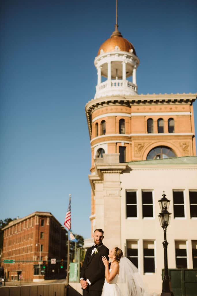 Newlywed portraits at the Waterhouse Pavilion. Photo by OkCrowe Photography.