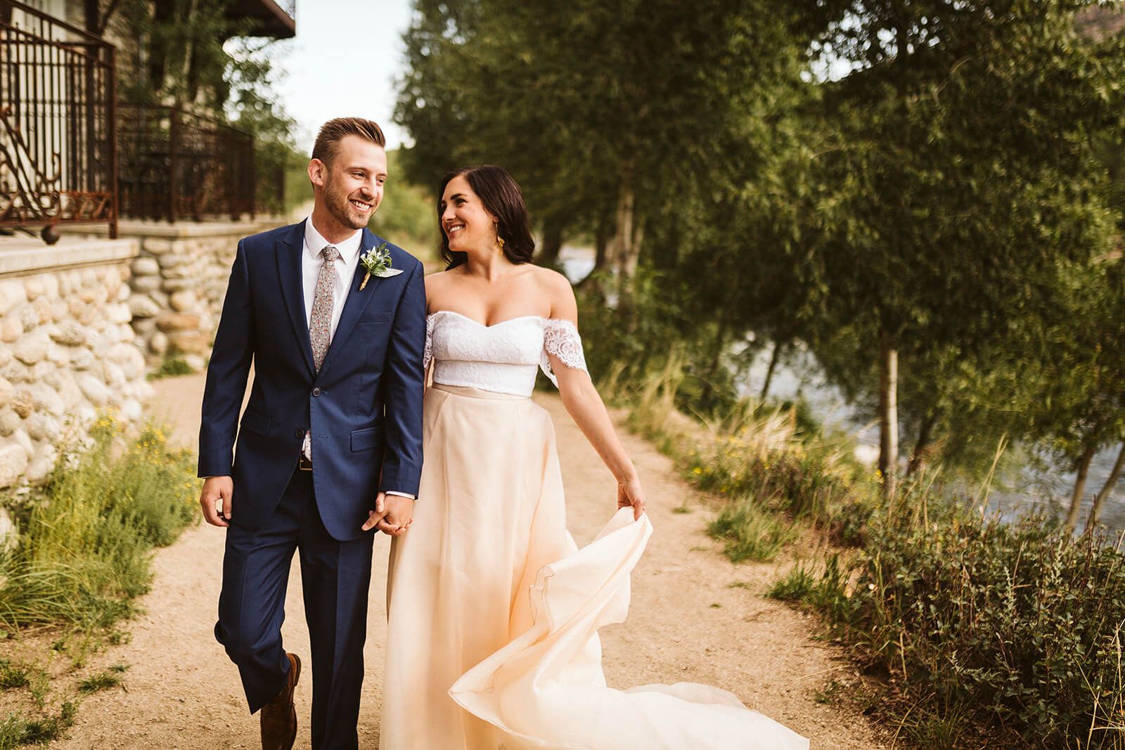 Bride and groom portraits at the Surf Hotel in Buena Vista, Colorado. Photo by OkCrowe Photography.