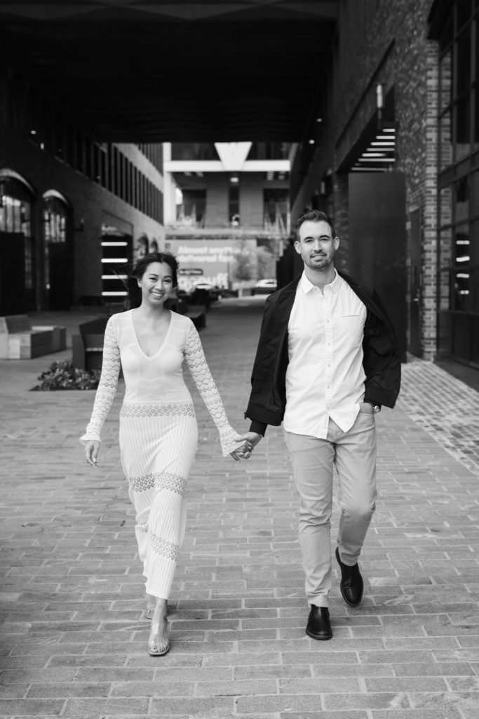 Urban engagement session in Greenpoint Brooklyn. Photo by OkCrowe Photography.