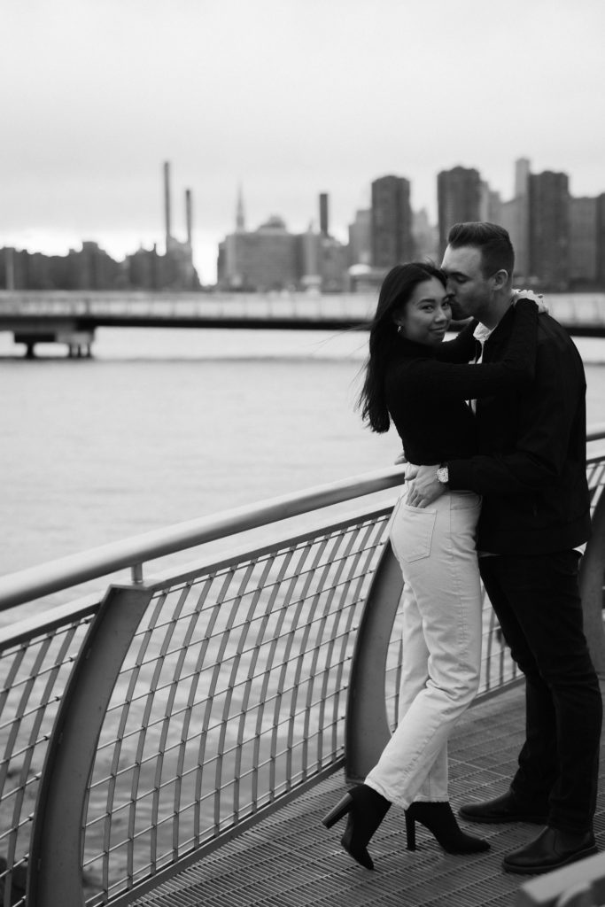 Urban engagement session in Transmitter Park in Greenpoint Brooklyn. Photo by OkCrowe Photography.