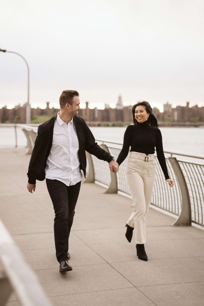 Urban engagement session in Transmitter Park in Greenpoint Brooklyn. Photo by OkCrowe Photography.