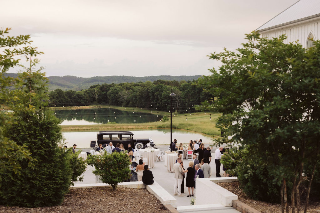 Wedding anniversary reception on the Highlands Chapel Patio at Howe Farms. Photo by OkCrowe Photography.