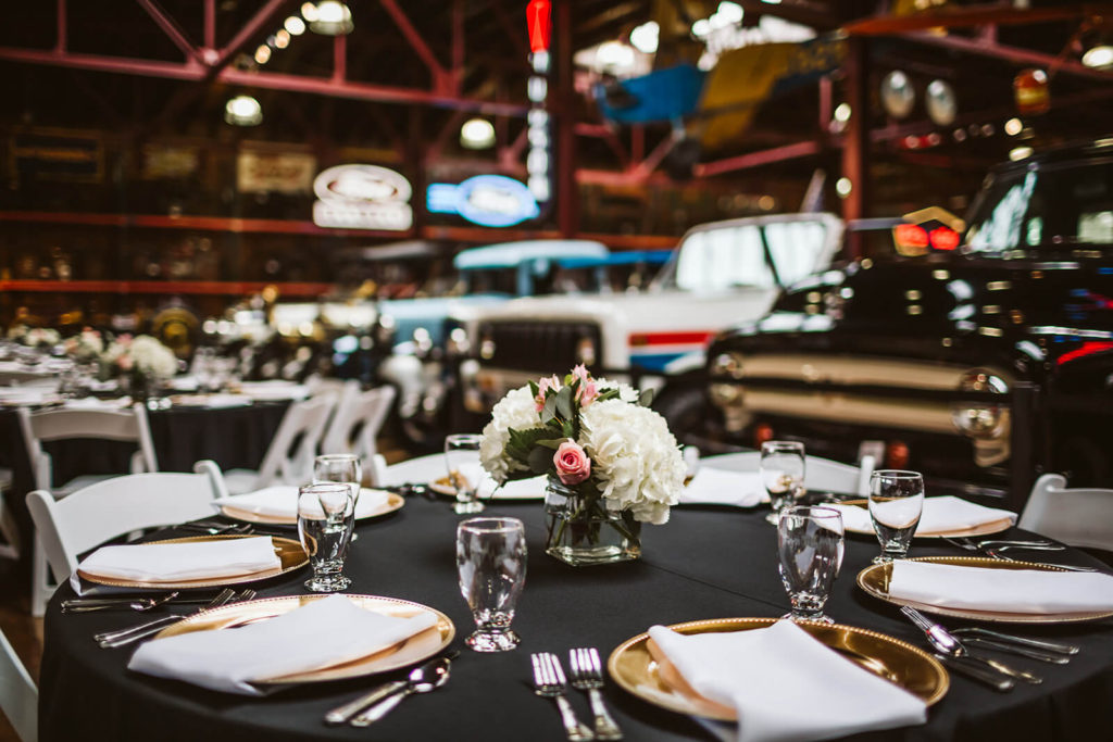 Rehearsal dinner photography coverage at the Coker Tire Museum in Chattanooga. Photo by OkCrowe Photography.