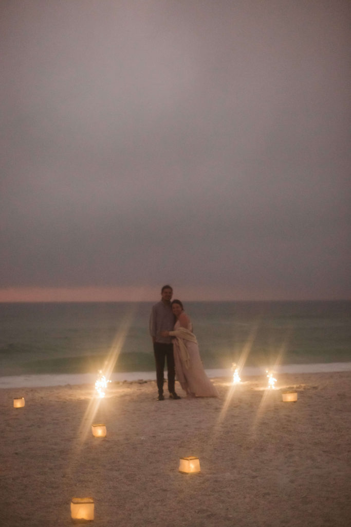 Rehearsal dinner photography coverage on a beach in Sarasota, FL. Photo by OkCrowe Photography.