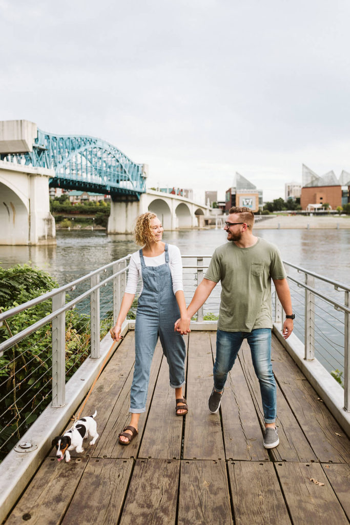 Engagement session in Renaissance Park overlooking the river. Photo by OkCrowe Photography.