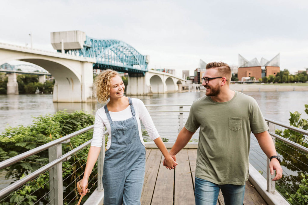 Engagement session in Renaissance Park overlooking the river. Photo by OkCrowe Photography.