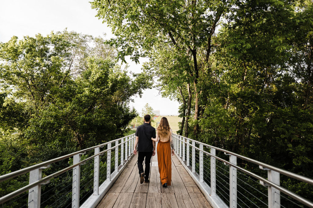 Engagement session in Renaissance Park overlooking the river. Photo by OkCrowe Photography.