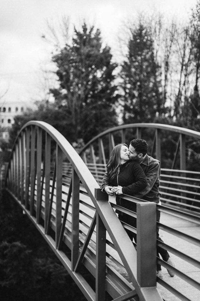 Engagement session in Bluff View in Chattanooga by the river. Photo by OkCrowe Photography.