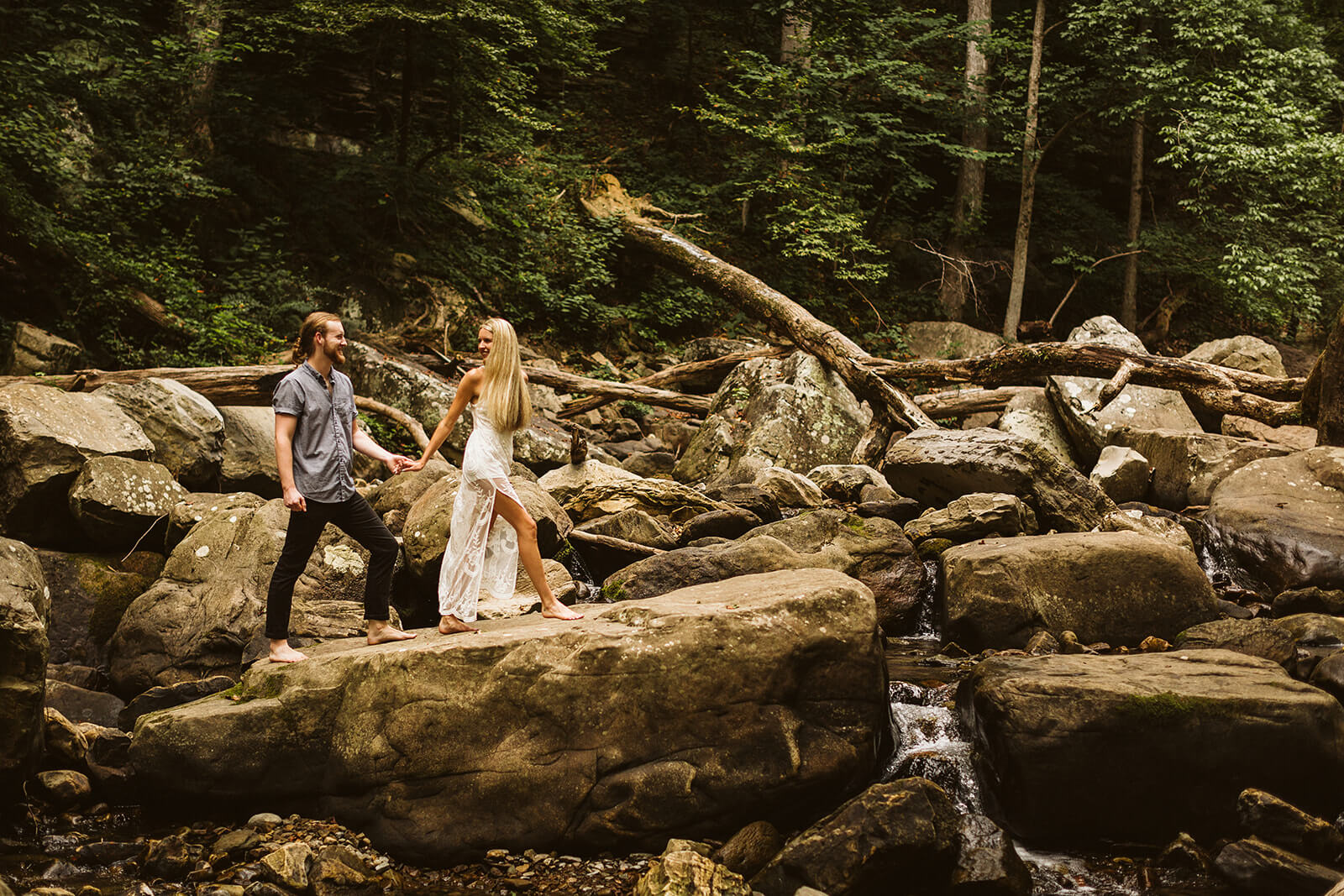 Engagement session in Suck Creek. Photo by OkCrowe Photography.