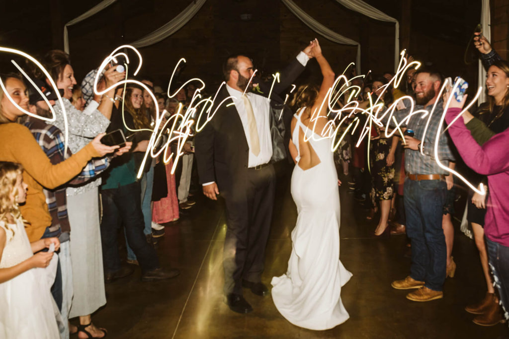 Examples of phone light wedding send offs. Photo by OkCrowe Photography.