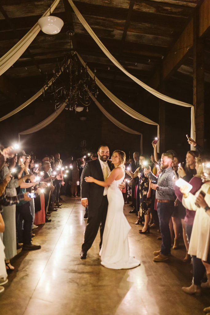 Examples of phone light wedding send offs. Photo by OkCrowe Photography.