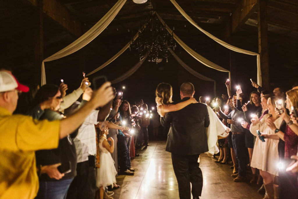 Examples of phone light wedding send offs. Photo by OkCrowe Photography.