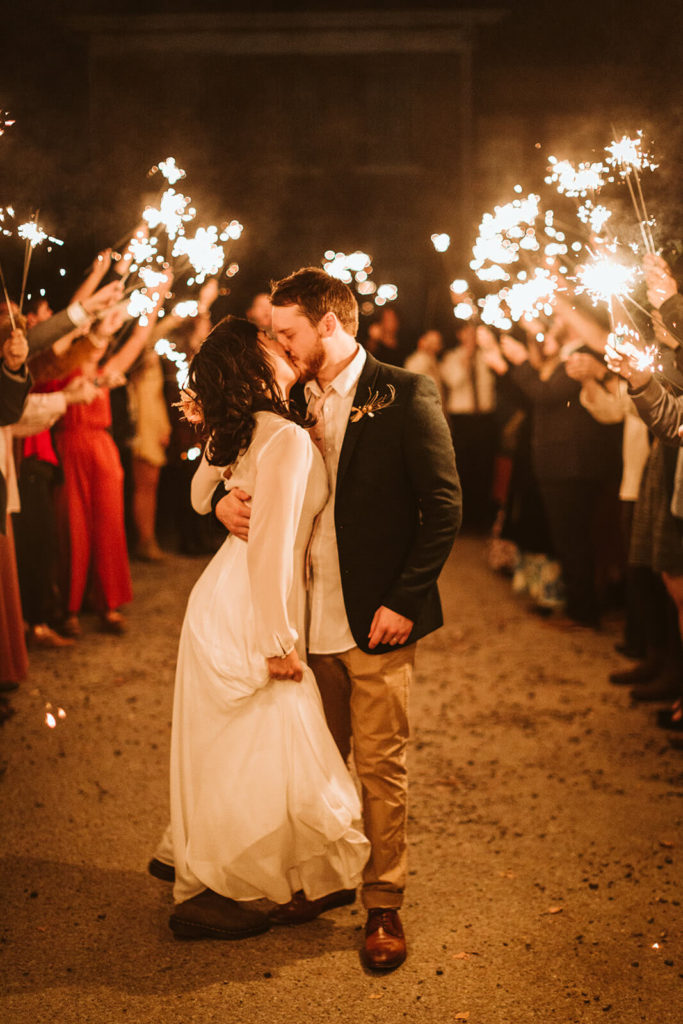 Examples of sparkler wedding send offs. Photo by OkCrowe Photography.