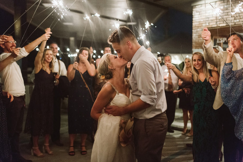 Examples of sparkler wedding send offs. Photo by OkCrowe Photography.