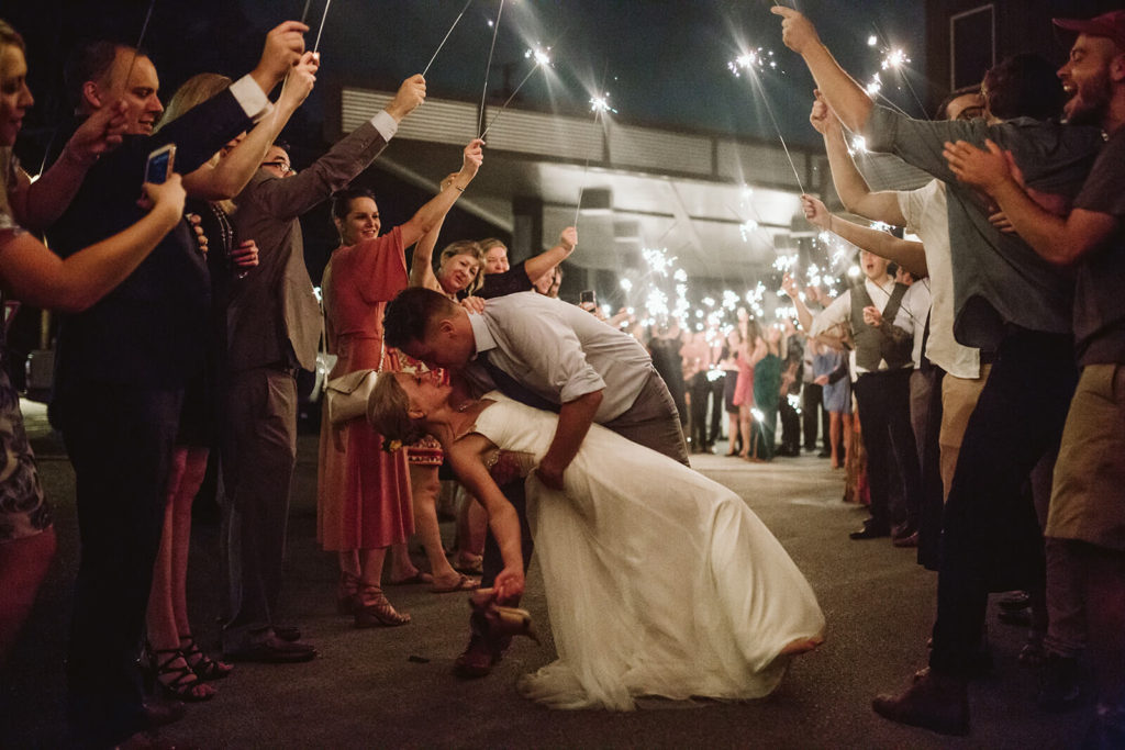 Examples of sparkler wedding send offs. Photo by OkCrowe Photography.