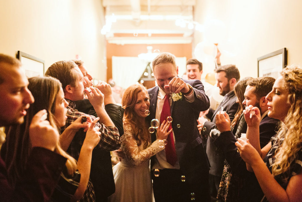 Examples of bubble wedding send offs. Photo by OkCrowe Photography.