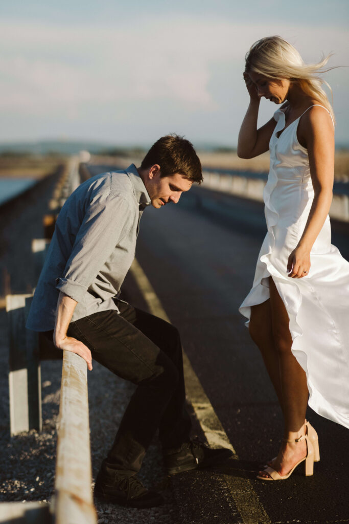 Golden hour engagement session at TVA Raccoon Mountain Park. Photo by OkCrowe Photography.