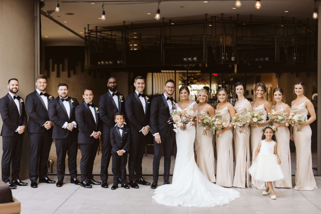 Wedding party portraits at Gilman Event Hall in Chattanooga's West Village. Photo by OkCrowe Photography.