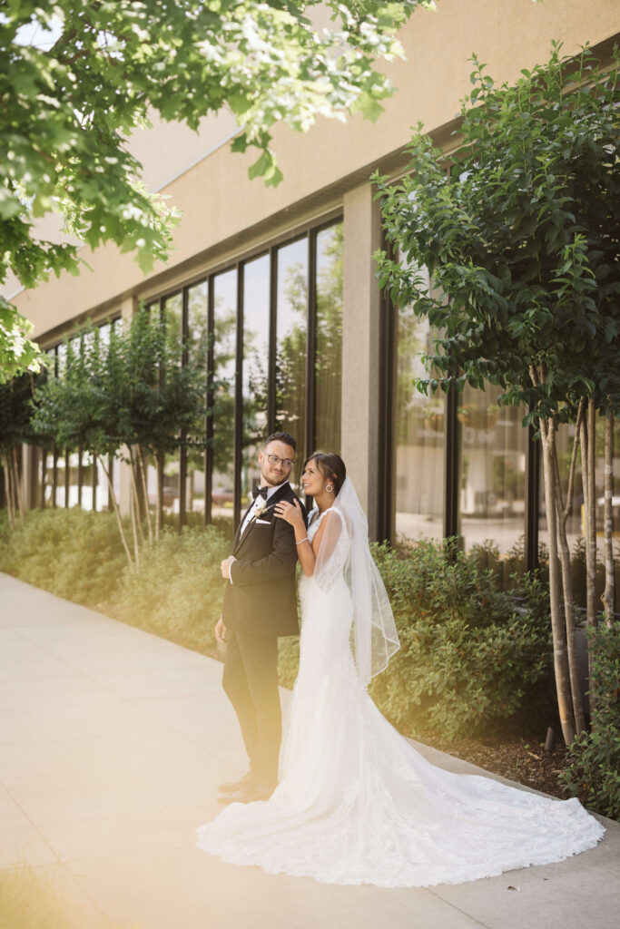 Bride and groom portraits at Westin Hotel in Chattanooga's West Village. Photo by OkCrowe Photography.