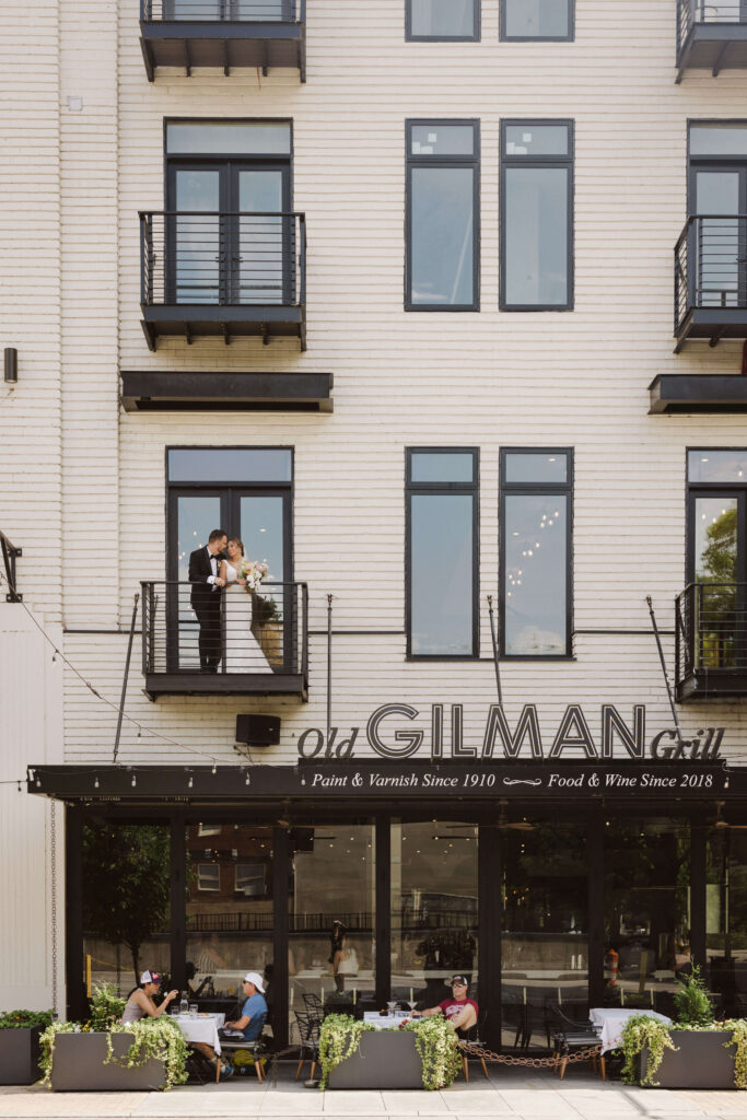 Bride and groom portraits at Gilman Event Hall in Chattanooga's West Village. Photo by OkCrowe Photography.