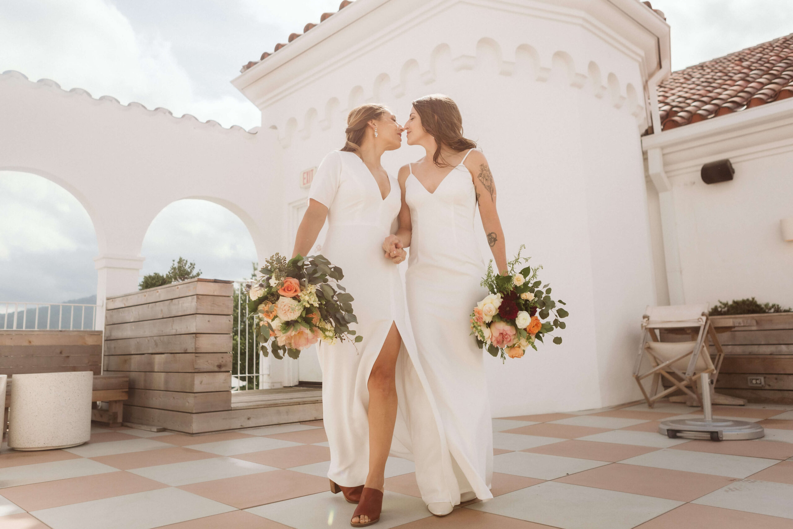 Portrait session with the brides at the Common House Chattanooga. Photo by OkCrowe Photography. 