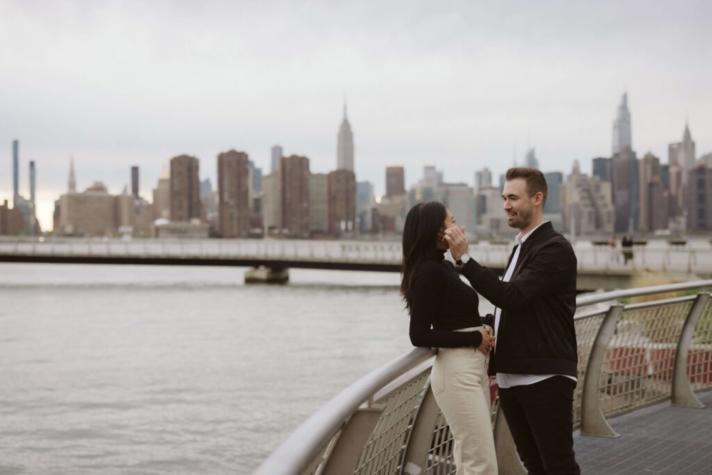 Best engagement session locations in New York City - your apartment & neighborhood. Photo by OkCrowe Photography. 