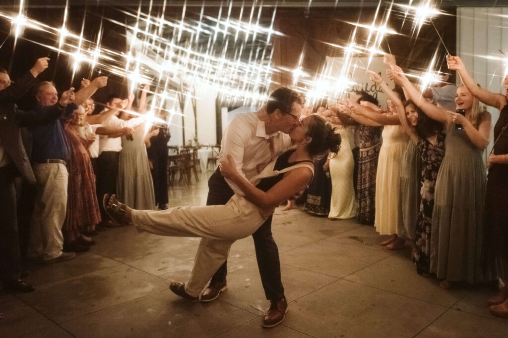 Sparkler send off at the Hidden Springs Venue. Photo by OkCrowe Photography. 