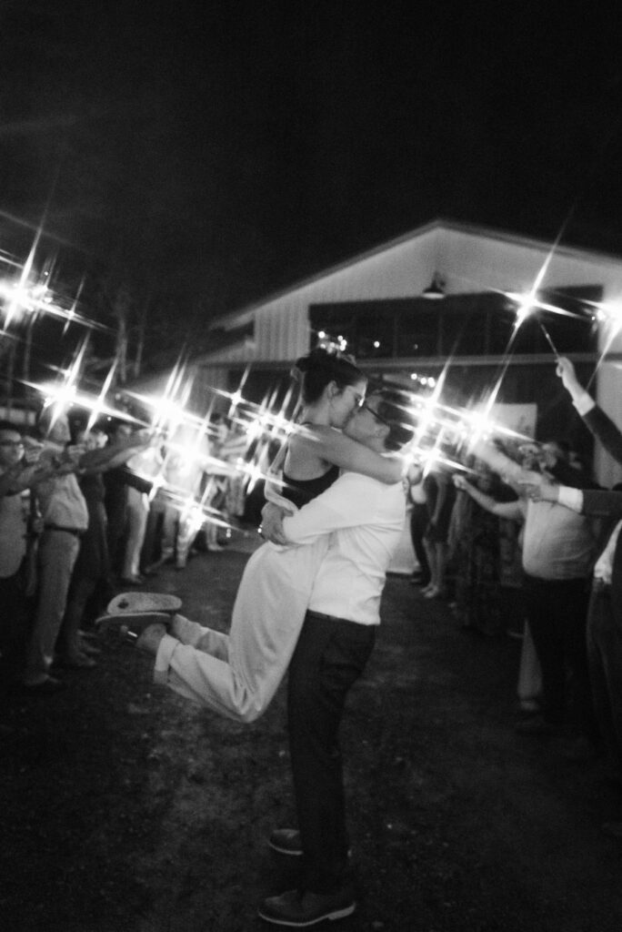 Sparkler send off at the Hidden Springs Venue. Photo by OkCrowe Photography. 