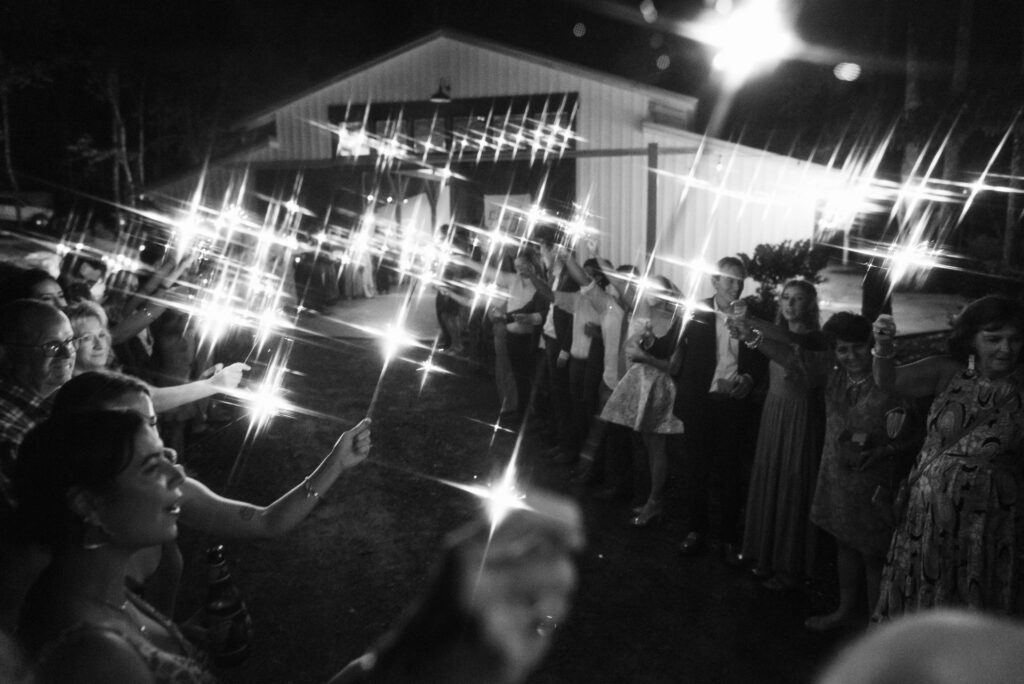 Sparkler send off at the Hidden Springs Venue. Photo by OkCrowe Photography. 
