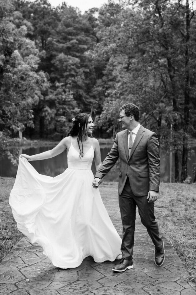 Bride and groom portraits at the Hidden Springs Venue. Photo by OkCrowe Photography. 